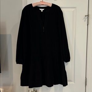 Casual Black Corduroy Drop Waist Women's Dress